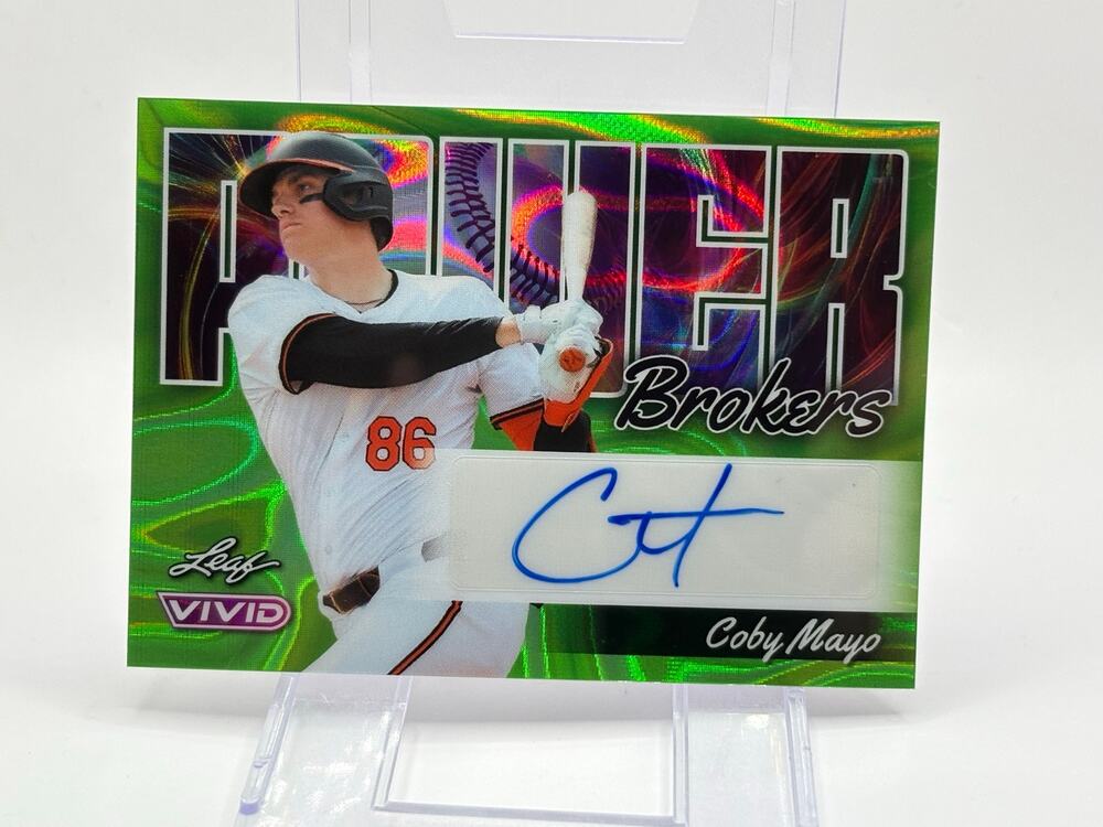 2024 Leaf Vivid Coby Mayo Power Brokers Green Lava Auto 2/4 SSP Orioles